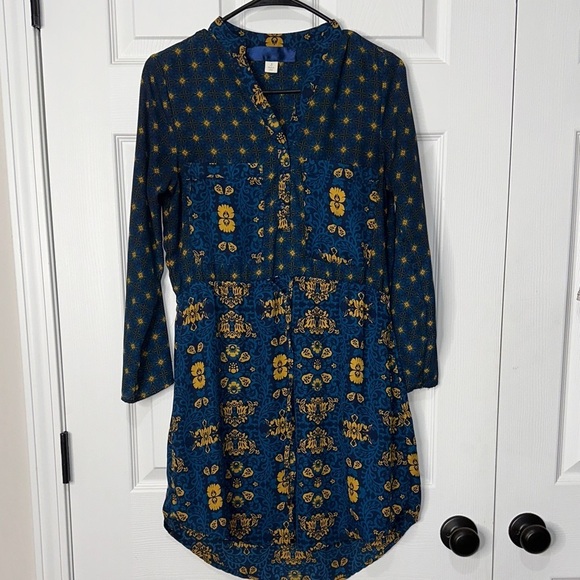 Altar'd State Dresses & Skirts - Altar'd State Blue and Yellow Floral Long Sleeve Dress
